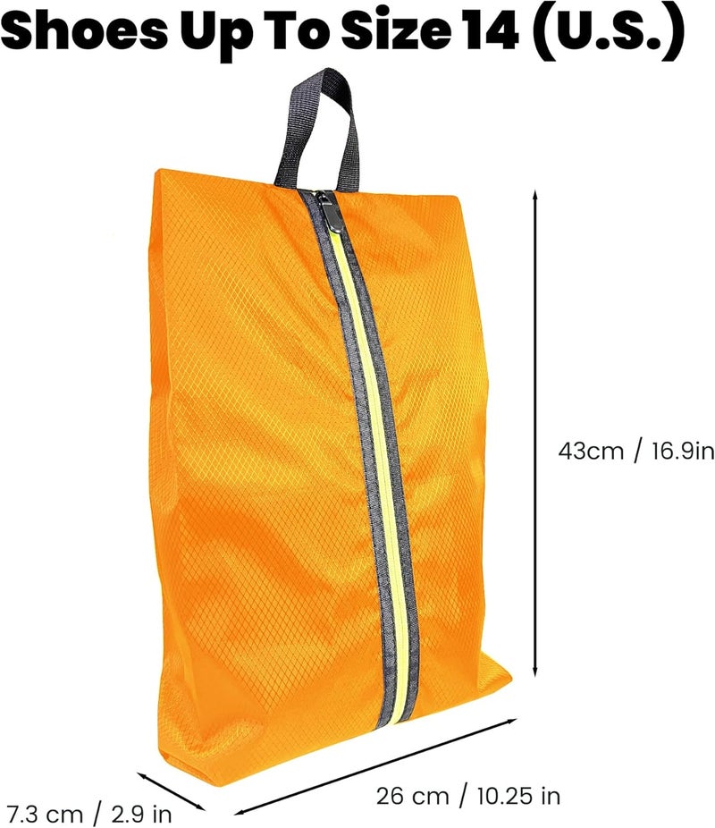 Smallan Golf Smell Proof Shoe Bag Lightweight Waterproof Zippered Sport Shoe Carrier Bags Golf Soccer Shoe Storage Organizer for Gym Sports Travel Work Golf Aceesories (Orange, US size 14) - Image 4